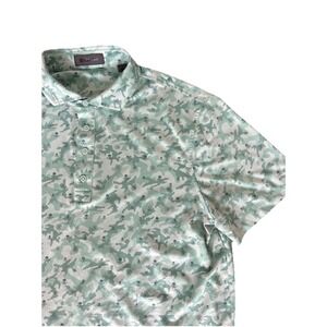 G/FORE Mens Green Camo Skull Crossbones Golf Polo Shirt Short Sleeve Large MINT